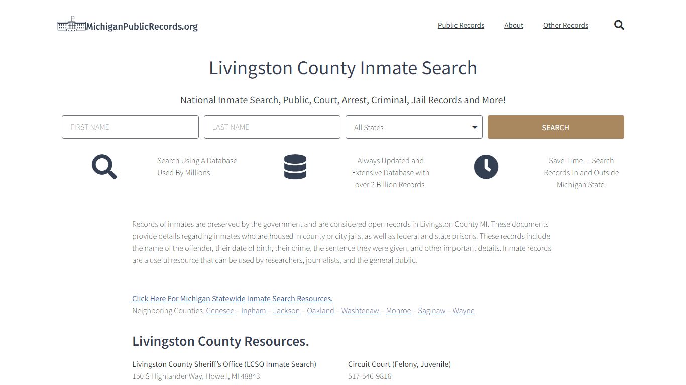 Livingston County Inmate Search - michigan public records
